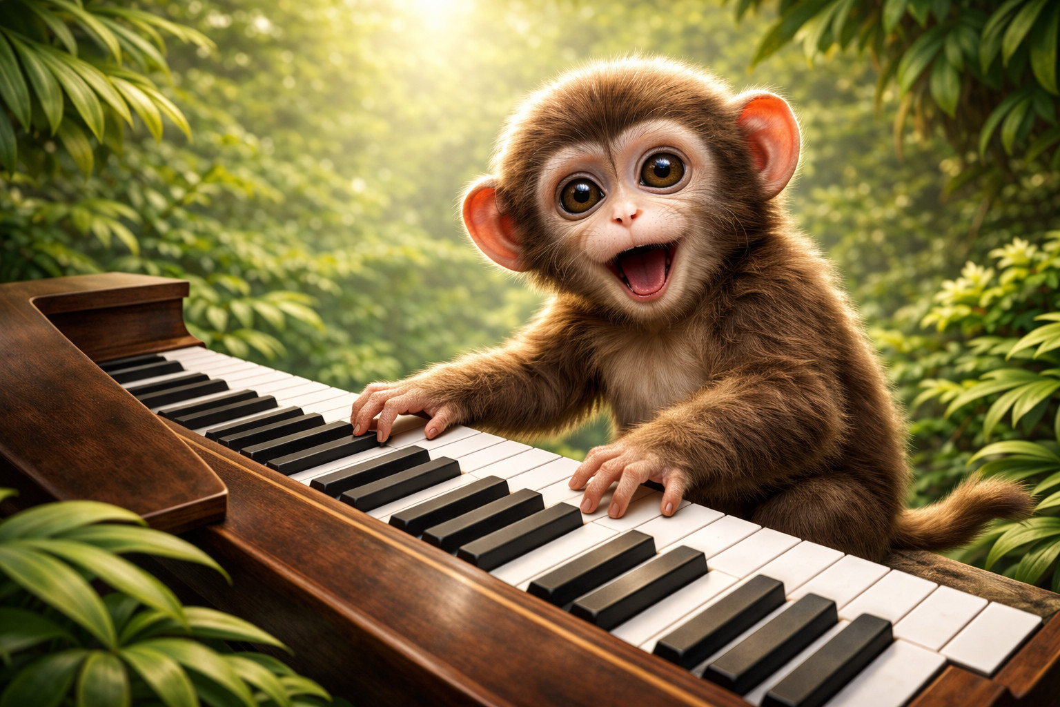 Monkey at a piano